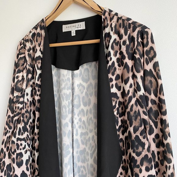 Socialite Curve NWOT Women's Casual Blazer, Open Front, Leopard Print, Size 2X - Picture 7 of 8